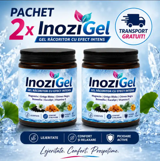 InoziGel – Gel Răcoritor pentru Amorțeli, Furnicături și Înfierbințeală (Pachet 2 Borcane)